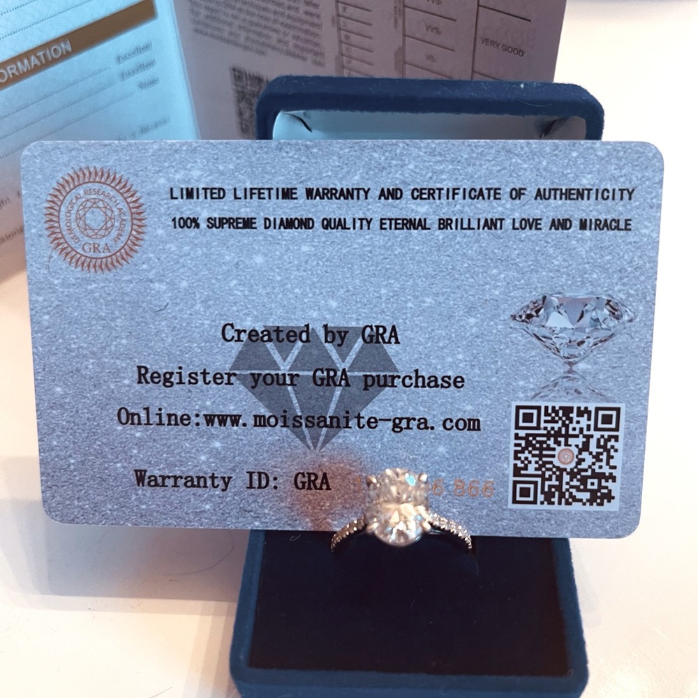 3.0 ct oval genuine Moissanite engagement ring